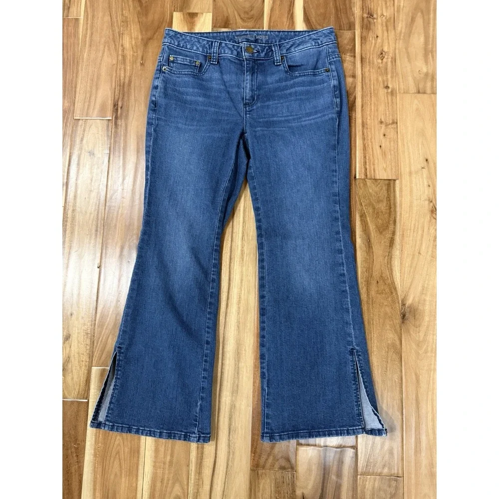 Michael Kors‎ Jeans Women Size 4 Blue Stretch Denim Dark Wash Flare Split Leg